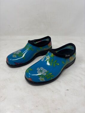 Sloggers Women's Bright Blue Floral Waterproof Clogs
